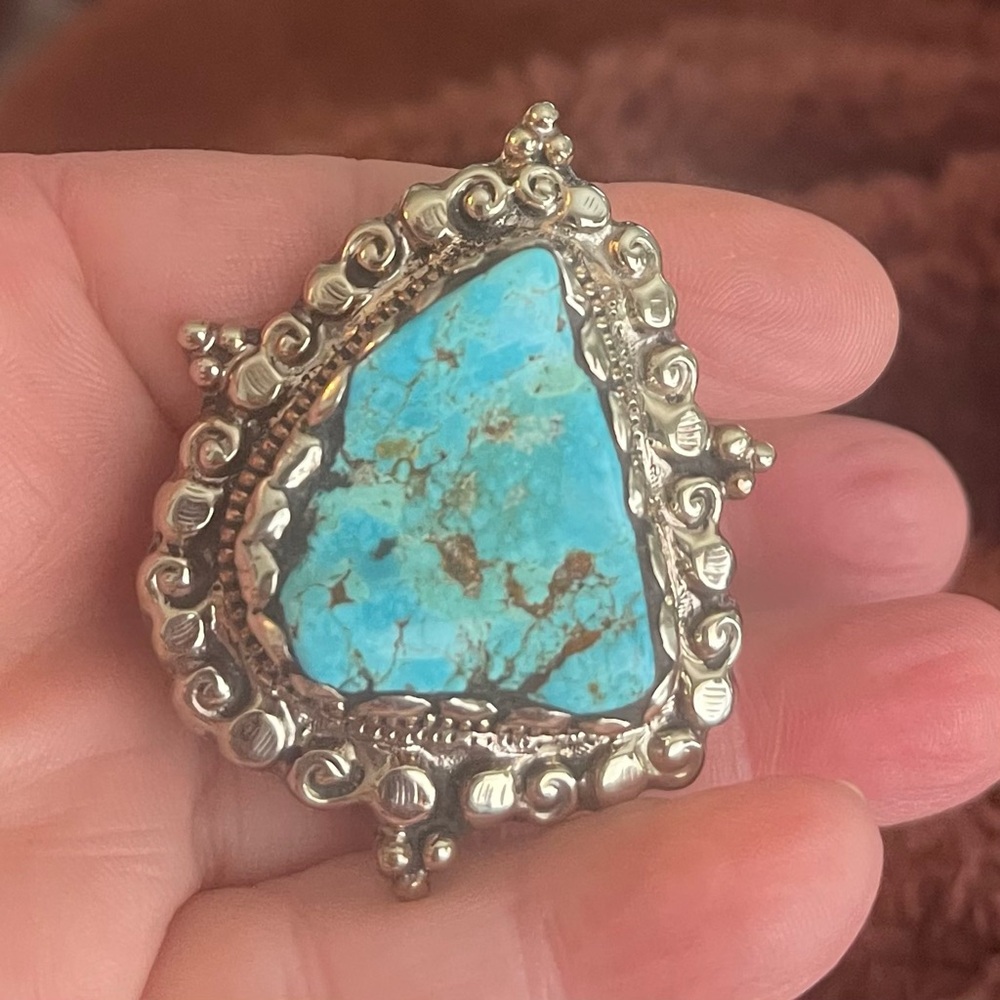 Turquoise And Silver Statement Ring - image 3